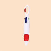 Load image into Gallery viewer, Smooth Writing Retractable 4-in-1 Multi-Colored Ink Ballpoint Pens with Carabiner Clip Keychain Pack of 4-12 Bulk for Adult
