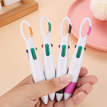 Load image into Gallery viewer, Smooth Writing Retractable 4-in-1 Multi-Colored Ink Ballpoint Pens with Carabiner Clip Keychain Pack of 4-12 Bulk for Adult