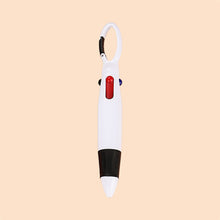 Load image into Gallery viewer, Smooth Writing Retractable 4-in-1 Multi-Colored Ink Ballpoint Pens with Carabiner Clip Keychain Pack of 4-12 Bulk for Adult