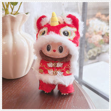 Load image into Gallery viewer, For 17cm Labubu Doll New Year Festive Red Golden Traditional Chinese Lion Dance Costumes Outfits Accessories