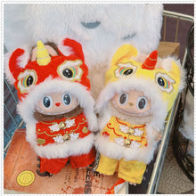 Load image into Gallery viewer, For 17cm Labubu Doll New Year Festive Red Golden Traditional Chinese Lion Dance Costumes Outfits Accessories
