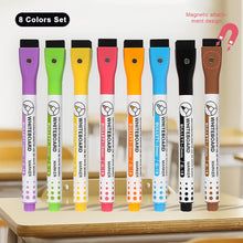 Load image into Gallery viewer, 1PC/8PCS Magnetic Whiteboard Markers Erasable Liquid Chalk Markers with Eraser Water-base Ink Quick Drying Office Supplies