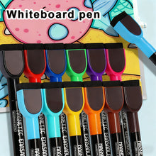 Load image into Gallery viewer, 1/6/12PCS Magnetic Whiteboard Markers Erasable Liquid Chalk Markers with Eraser Water-base Ink Quick Drying Office Supplies