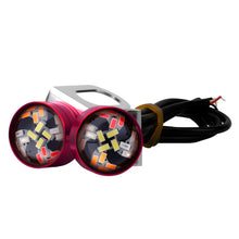 Load image into Gallery viewer, 2Pcs 12V Motorcycle Eagle Eye LED Light 20 LEDs RGB Multicolor & Strobe Brake Warning Light Waterproof Mirror Mount Design