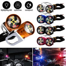 Load image into Gallery viewer, 2Pcs 12V Motorcycle Eagle Eye LED Light 20 LEDs RGB Multicolor & Strobe Brake Warning Light Waterproof Mirror Mount Design