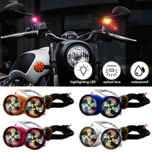 Load image into Gallery viewer, 2Pcs 12V Motorcycle Eagle Eye LED Light 20 LEDs RGB Multicolor & Strobe Brake Warning Light Waterproof Mirror Mount Design