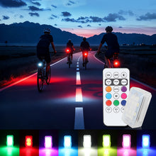 Load image into Gallery viewer, Remote Control Motorcycle RGB Warning Light Strobe & Multicolor Flash for Navigation & Riding Safety USB Rechargeable LED Light