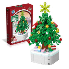 Load image into Gallery viewer, Christmas Building Blocks with Clockwork Musical Box DIY Rotating & Light Ornamental Display Christmas Gift Office Desk Festive Decoration