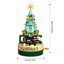 Load image into Gallery viewer, Christmas Building Blocks with Clockwork Musical Box DIY Rotating & Light Ornamental Display Christmas Gift Office Desk Festive Decoration
