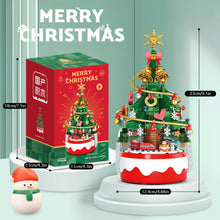 Load image into Gallery viewer, Christmas Building Blocks with Clockwork Musical Box DIY Rotating & Light Ornamental Display Christmas Gift Office Desk Festive Decoration