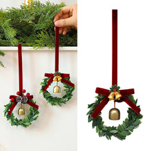 Load image into Gallery viewer, Christmas Hanging Bell Wreath Evergreen Design Flocking Fabric Lightweight & Durable Home Party Window Display Supplies Gift Giving