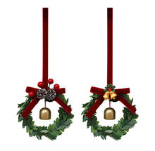 Load image into Gallery viewer, Christmas Hanging Bell Wreath Evergreen Design Flocking Fabric Lightweight & Durable Home Party Window Display Supplies Gift Giving