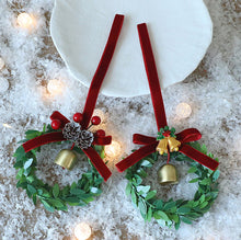 Load image into Gallery viewer, Christmas Hanging Bell Wreath Evergreen Design Flocking Fabric Lightweight & Durable Home Party Window Display Supplies Gift Giving