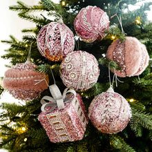 Load image into Gallery viewer, Pink Christmas Tree Decor Elegance Sparkly & Plush Creativity Foam Christmas Ball Luxury Xmas Hanging Decoration Door Hanging Ornament