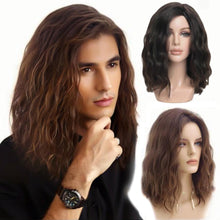 Load image into Gallery viewer, Wig Men's Shoulder-length Curly Hair Handsome Corn Hot Fashion Synthetic Fiber High Temperature Silk Wig Full Head Cover