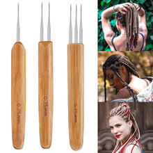 Load image into Gallery viewer, 0.5mm/0.7mm Dreadlock Crochet Hook Wood Crochet Needles Hair Dreadlocks Tool for Braid Craft Hair Crocheting Needles Set