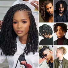 Load image into Gallery viewer, Remy Hair Afro Kinky Curly Hair Strand Braid for African Style Natural Color Synthetic Crochet Hair Extensions Men Women Dirty Braid Hair Clump