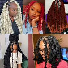Load image into Gallery viewer, 24Inch Synthetic Butterfly Crochet Hook Wig Hair Distressed Crochet Braids Messy Faux Braiding Women Hair Extensions