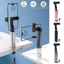 Load image into Gallery viewer, Portable Aluminum Alloy Phone Stand Foldable Rotatable & Telescopic Adjustable Clip Holder Compact Storage for Desk,Car, Outdoor Use,Travel