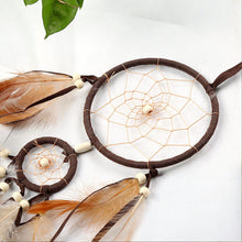 Load image into Gallery viewer, 1Pc Indian Dream Catcher with Brown Feathers Wall Hanging Dream Catcher Bedroom Accessories Wind Chime Dream Catcher