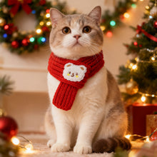 Load image into Gallery viewer, Pet Christmas Scarf Cat Dog New Year Red Bear Warm Scarf Pet Winter Knitted Scarf Cat Collar Puppy Accessories Bow Ties for Dogs