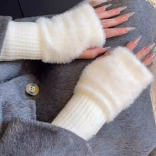 Load image into Gallery viewer, Women's Luxury Imitation Mink Fleece Fingerless Gloves Soft Warm Plush Knitted Half Finger Wrist Mittens Solid Color Winter Writing & Daily Use Gloves
