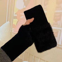 Load image into Gallery viewer, Women's Luxury Imitation Mink Fleece Fingerless Gloves Soft Warm Plush Knitted Half Finger Wrist Mittens Solid Color Winter Writing & Daily Use Gloves