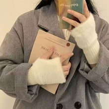Load image into Gallery viewer, Women's Luxury Imitation Mink Fleece Fingerless Gloves Soft Warm Plush Knitted Half Finger Wrist Mittens Solid Color Winter Writing & Daily Use Gloves