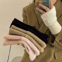 Load image into Gallery viewer, Women's Luxury Imitation Mink Fleece Fingerless Gloves Soft Warm Plush Knitted Half Finger Wrist Mittens Solid Color Winter Writing & Daily Use Gloves