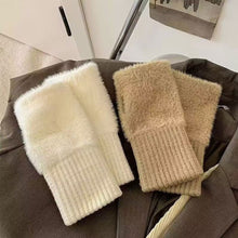 Load image into Gallery viewer, Women's Luxury Imitation Mink Fleece Fingerless Gloves Soft Warm Plush Knitted Half Finger Wrist Mittens Solid Color Winter Writing & Daily Use Gloves