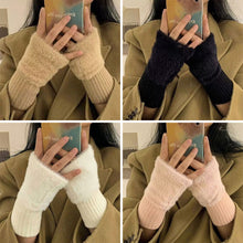 Load image into Gallery viewer, Women's Luxury Imitation Mink Fleece Fingerless Gloves Soft Warm Plush Knitted Half Finger Wrist Mittens Solid Color Winter Writing & Daily Use Gloves