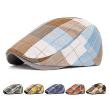 Load image into Gallery viewer, Unisex Colorful Plaid Beret British Retro Newsboy Hat Thin Design Duck Tongue Visor Forward Hat Sun Hat for Spring Summer Autumn Artistic Dad Hat Gift