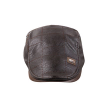 Load image into Gallery viewer, Men Retro PU Leather Newsboy Cap Adjustable Flat Peaked Cap Autumn Winter Faux Leather Beret Hat For Middle Aged Men British Style Hip Hop Casual Hat