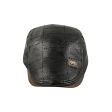 Load image into Gallery viewer, Men Retro PU Leather Newsboy Cap Adjustable Flat Peaked Cap Autumn Winter Faux Leather Beret Hat For Middle Aged Men British Style Hip Hop Casual Hat