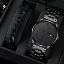 Load image into Gallery viewer, 4Pcs Men's Watch Set Business Quartz Watch With Calendar Wrist Watch Necklace Bracelet Ring Accessories Set Men's Gift