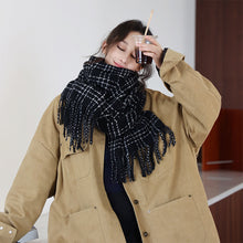 Load image into Gallery viewer, Winter Striped Checkered Retro Scarf Women's Scarf Warm Thick Neckerchief Shawl High-End Tassels Scarf Cold Weather Accessories