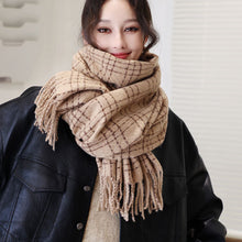 Load image into Gallery viewer, Winter Striped Checkered Retro Scarf Women's Scarf Warm Thick Neckerchief Shawl High-End Tassels Scarf Cold Weather Accessories