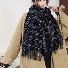 Load image into Gallery viewer, Winter Striped Checkered Retro Scarf Women's Scarf Warm Thick Neckerchief Shawl High-End Tassels Scarf Cold Weather Accessories