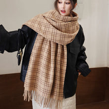 Load image into Gallery viewer, Winter Striped Checkered Retro Scarf Women's Scarf Warm Thick Neckerchief Shawl High-End Tassels Scarf Cold Weather Accessories