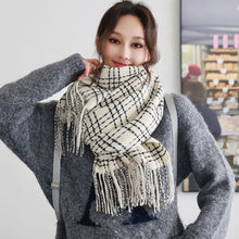 Load image into Gallery viewer, Winter Striped Checkered Retro Scarf Women's Scarf Warm Thick Neckerchief Shawl High-End Tassels Scarf Cold Weather Accessories