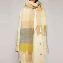 Load image into Gallery viewer, Winter Rainbow Checkered Scarf Mohair Colorful Thick Warm Neckerchief Tessel Scarf Shawl Cold Weather Accessories