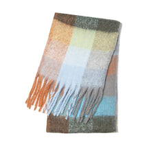 Load image into Gallery viewer, Winter Rainbow Checkered Scarf Mohair Colorful Thick Warm Neckerchief Tessel Scarf Shawl Cold Weather Accessories