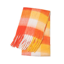 Load image into Gallery viewer, Winter Rainbow Checkered Scarf Mohair Colorful Thick Warm Neckerchief Tessel Scarf Shawl Cold Weather Accessories