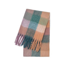 Load image into Gallery viewer, Winter Rainbow Checkered Scarf Mohair Colorful Thick Warm Neckerchief Tessel Scarf Shawl Cold Weather Accessories