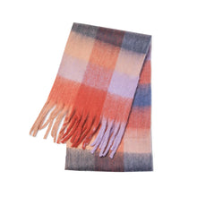 Load image into Gallery viewer, Winter Rainbow Checkered Scarf Mohair Colorful Thick Warm Neckerchief Tessel Scarf Shawl Cold Weather Accessories