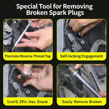 Load image into Gallery viewer, Professional Broken Spark Plug Extractor Tool Left-Hand Thread Reverse Tap for Removing Broken Spark Plugs & Screws High-Speed Steel Tapered Automotive Engine Repair Tool