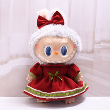 Load image into Gallery viewer, Daily Christmas Spring Outfit Set For 38cm Labubu Doll Color Match Eye Sticker Pin For Love Overalls Skirt Dress Clothing Accessories