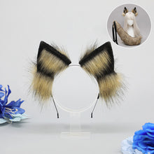 Load image into Gallery viewer, Handmade Cosplay Animal Ear Headband Red Fox Wolf King Cat Beast Ear Faux Fur Tail Golden Fox Anime Hair Accessories
