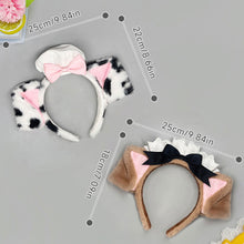 Load image into Gallery viewer, Cute Lolita Dog Ear Headband Fluffy Chef Cap Lace Bow Cosplay Head Hoop Holiday Party Hair Accessory