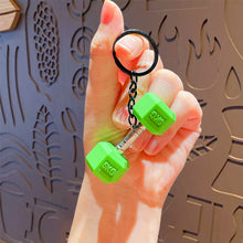 Load image into Gallery viewer, Gym Mini 3D Dumbbell Sports Keychain Fashion PVC Car Key Ring Student Backpack Pendant Fitness Inspiring Gifts
